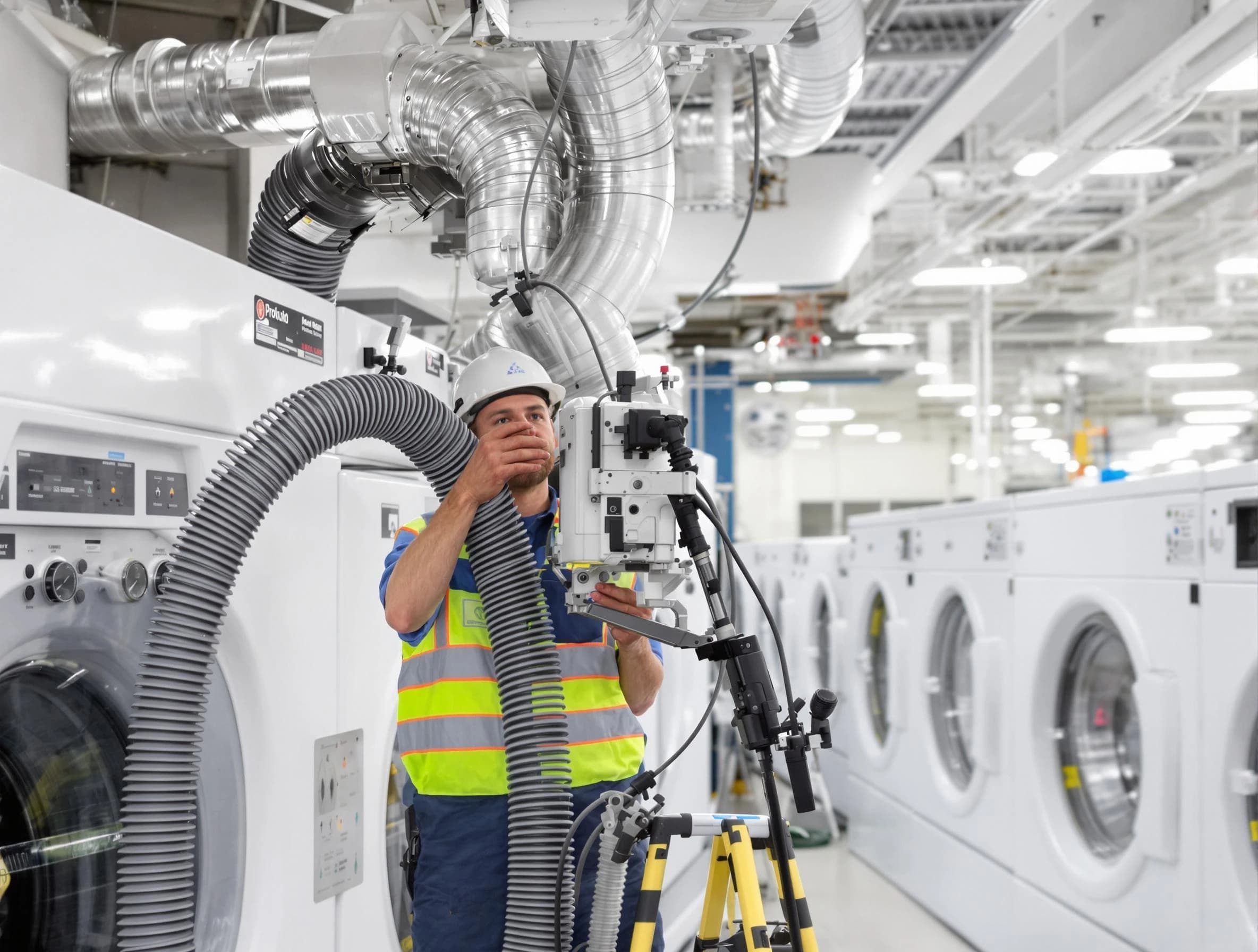 Forest Hills Dryer Vent Cleaning team performing commercial-grade dryer vent cleaning at a business facility in Forest Hills
